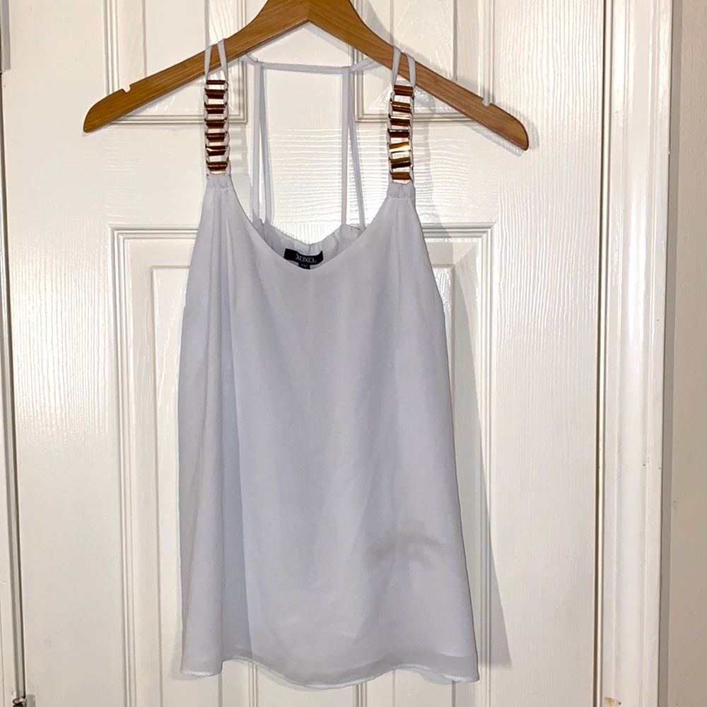 XoXo Med white & Gold top